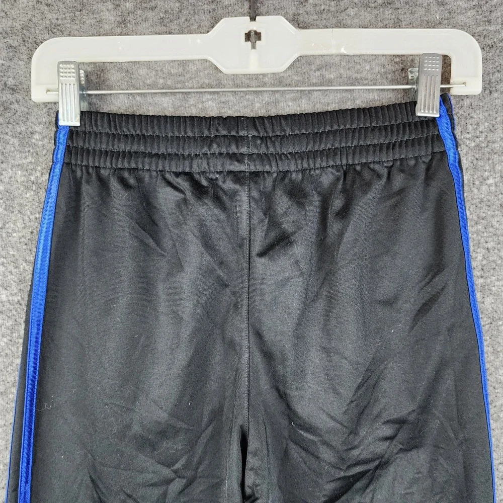 Adidas Joggers Youth Medium 10/12 Black Blue Striped Track Pants AK0162